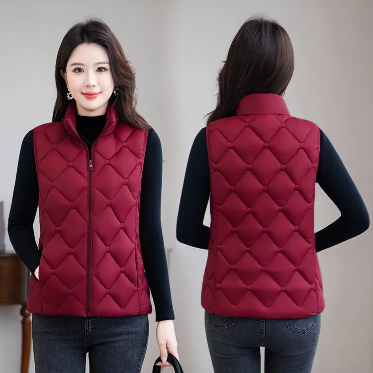 棉马甲女短款中老年妈妈2025新款洋气修身轻薄外穿马夹秋冬季外套