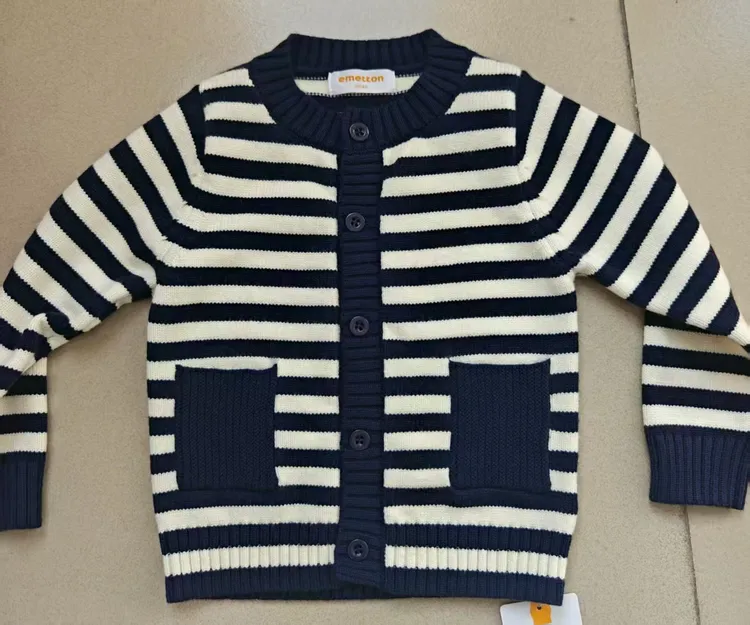 【天然棉】2025秋冬新款男童女童针织儿童条纹开衫洋气宝宝