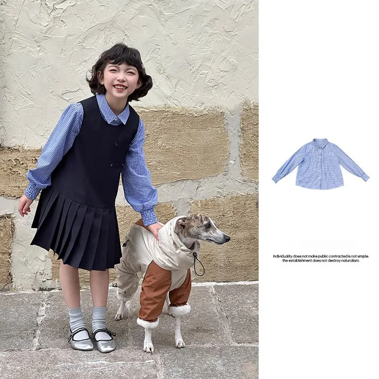 2025新款衣服儿童秋款儿童童装春秋秋时尚韩韩版儿童秋季格子衬衫