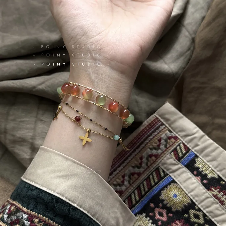 纯铜手镯 原创复古民族风中式手链女小众高级手串手饰森系手环