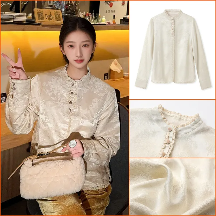 早春2025新款国风高级设计感衬衫女新中式气质刺绣人丝上衣