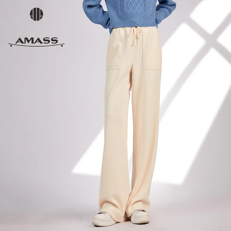 AMASS阿玛施2025新款松紧腰系带百搭显瘦宽松运动休闲裤5100386