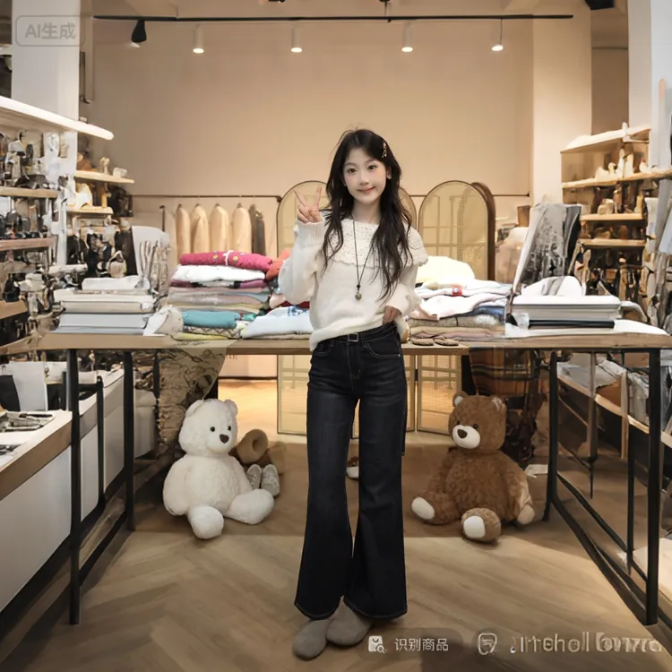 【闵笑一】拾光 25早秋新款百搭时尚显瘦修身潮牌女装牛仔喇叭裤女
