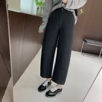 IMFLY金小金自制女装 牛仔裤DYK2793早秋小个子女士九分阔腿裤