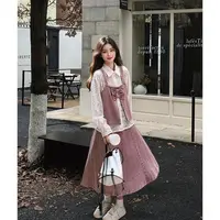 C-2797大码秋季新款甜美蝴蝶结气质三件套时尚套装