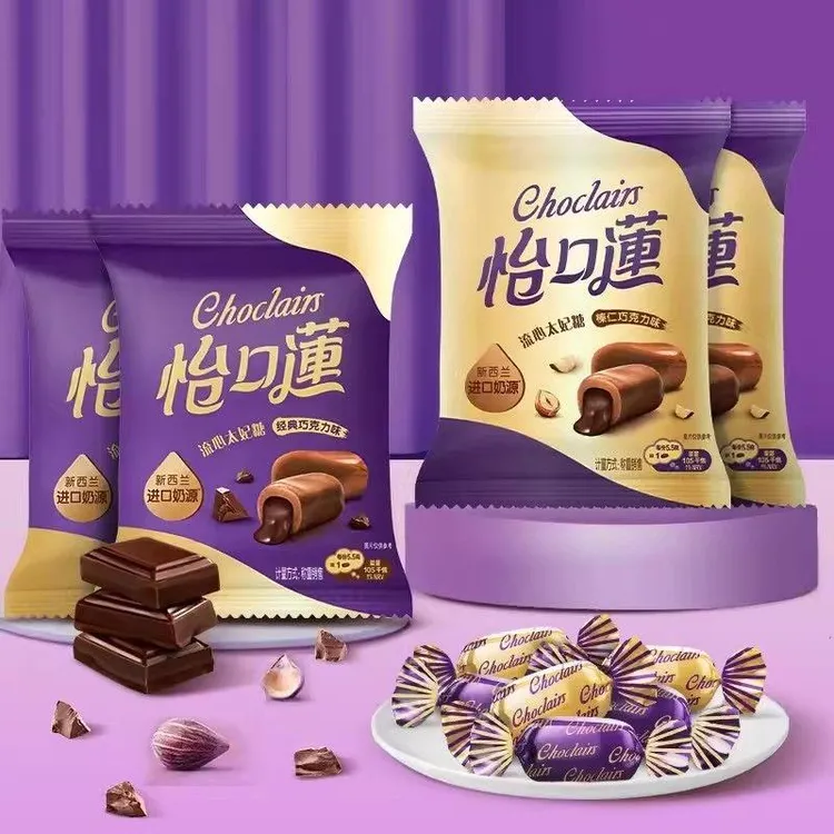 怡口莲流心太妃糖散装500g经典榛仁巧克力奶糖婚庆喜糖果零食小吃