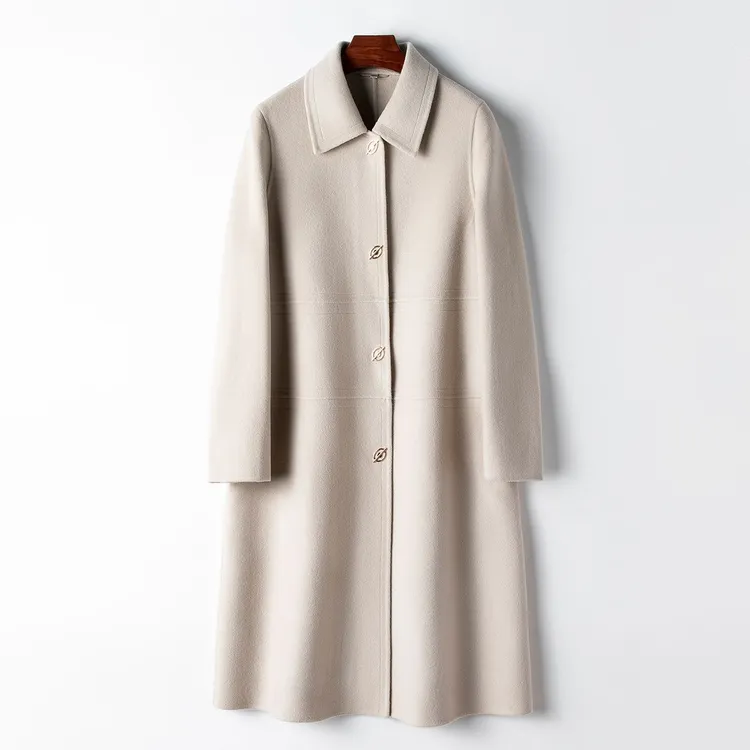 长期有货2025春季100%羊毛双面呢大衣女海宁新款高定气质毛呢外套