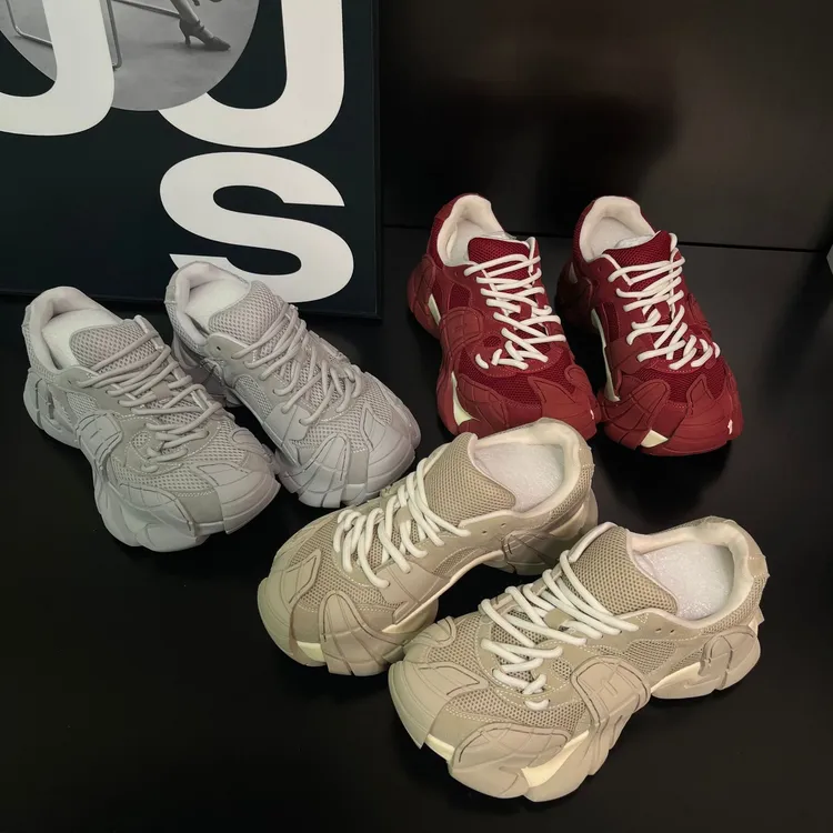 爆款~明星同款女鞋厚底增高八爪鱼老爹鞋舒适透气真皮系带运动鞋