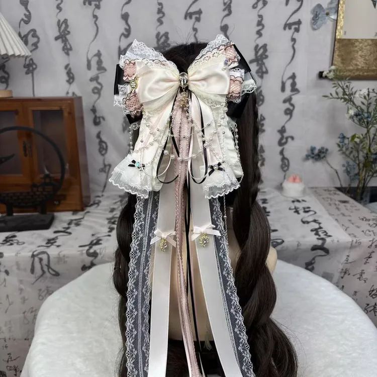 【心之密钥】可爱洛丽塔发夹甜妹手工发饰长飘弹蝴蝶结