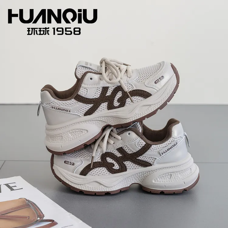 HUANQIU/环球2025秋季新款厚底老爹鞋时尚百搭增高休闲运动鞋女鞋