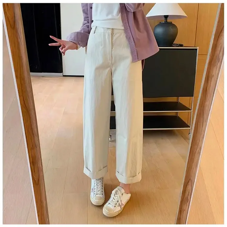 九分休闲裤女春夏2025新款梨形身材老爹裤高腰显瘦宽松窄版阔腿裤