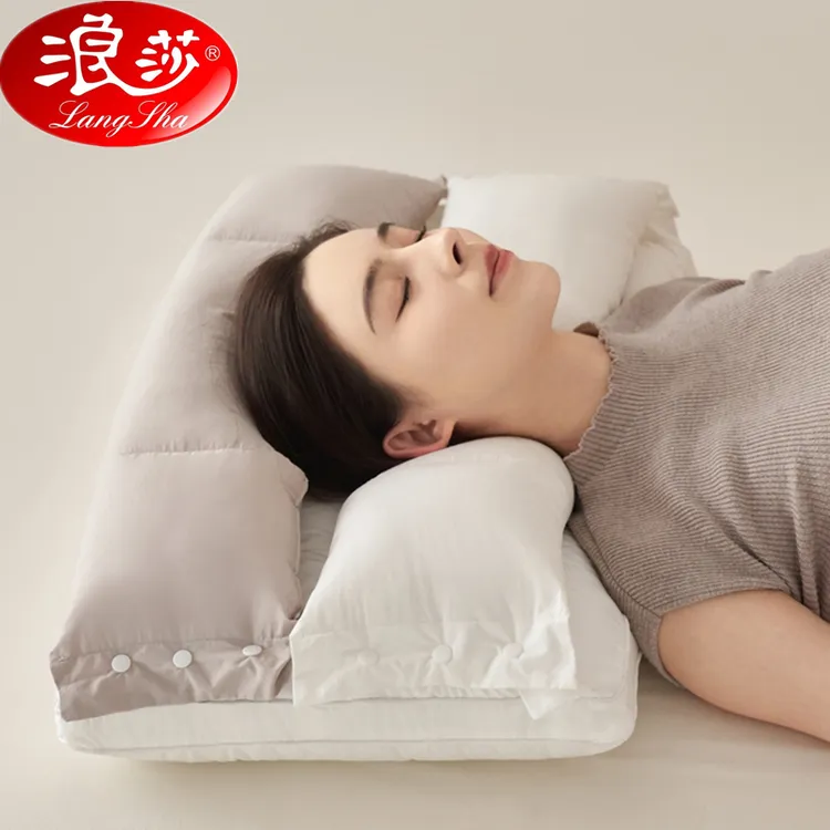 浪莎新款全棉安睡枕护颈枕芯不塌陷不变形单人透气不压脸家用枕头