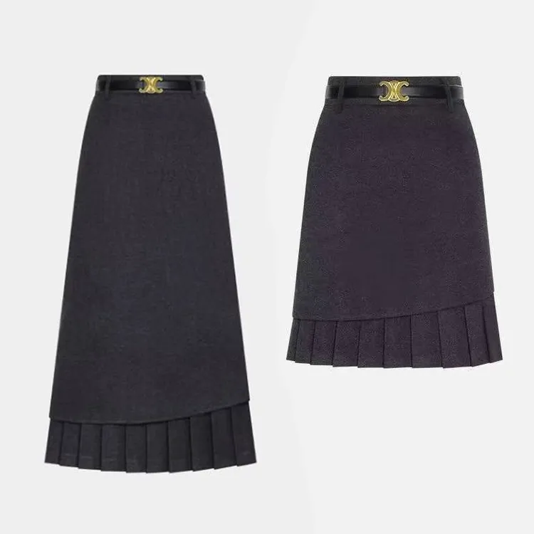 2025秋冬高腰气质百搭时尚半身裙女款显瘦显腿长百搭款烟雾灰短裙