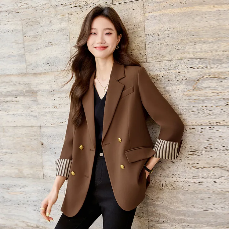 咖色西装外套女2025新款春秋高级感小个子超好看气质休闲西服上衣