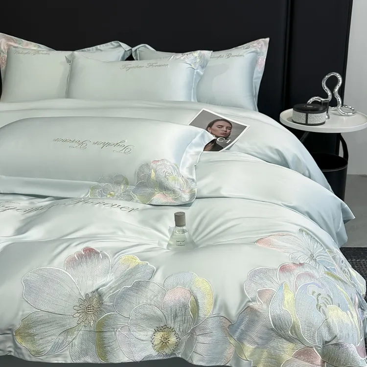 富安娜轻奢高档A类长绒棉全棉四件套纯棉花被套床单床笠床上用品