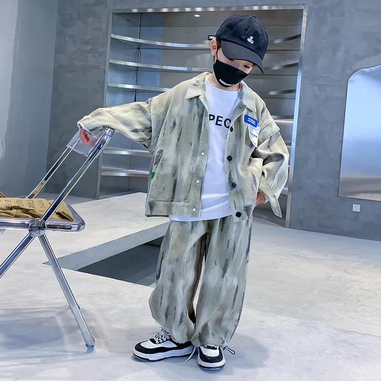 儿童装男童春装套装2025新款中大童衣服运动男孩春季酷帅春秋款潮