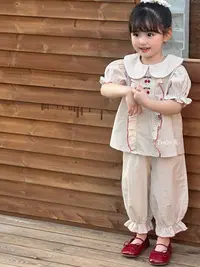 【TWO-兔】《焦糖樱桃卷》女童夏季樱桃刺绣条纹翻领套装