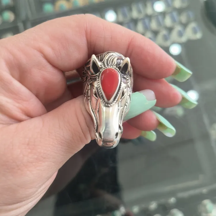 足银戒指 纯银民族真宝石戒指