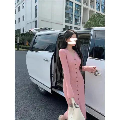 春秋季过膝长裙女修身显瘦鱼尾连衣裙秋冬新款别致裙子