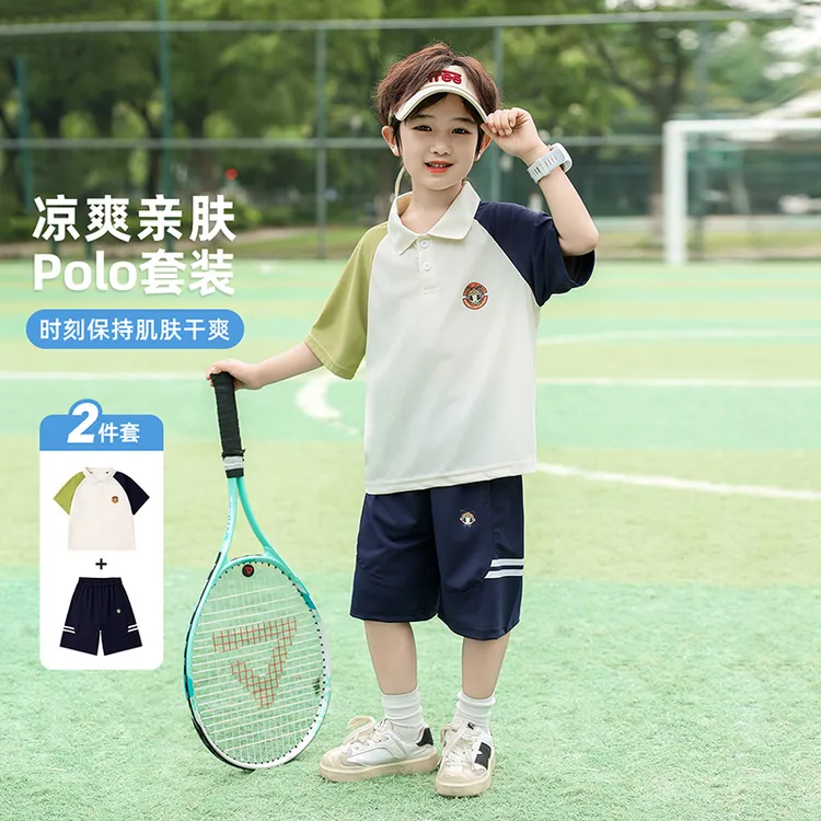 大黄蜂男童polo衫套装夏季2025新款儿童短袖t恤两件套小男孩衣服