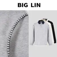 BIG林  25ss早秋翻领假两件莱赛尔百搭休闲套头卫衣男X66829