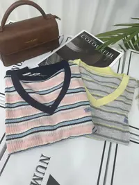 【V领~彩条】2025新款夏季多巴胺百搭时尚套头针织衫A811