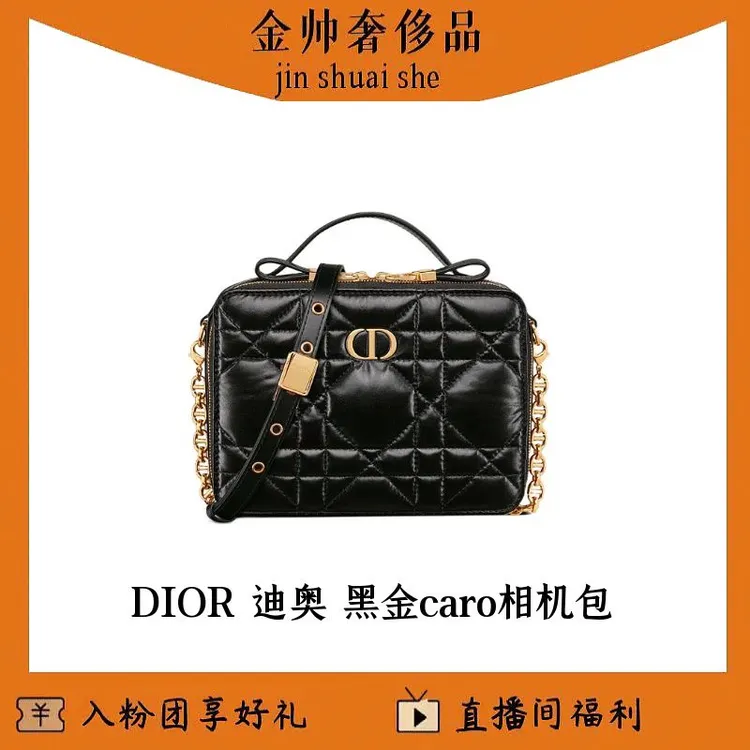 99新 DIOR/迪奥 黑金/caro/相机包/手提包/单肩包/B4654