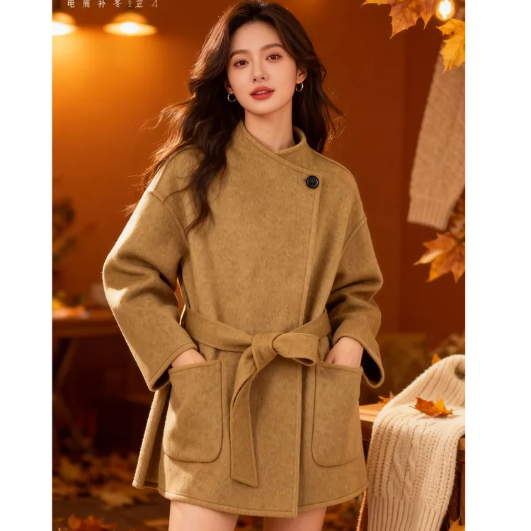 双面毛呢外套大衣秋冬高级感女生春节穿搭时尚韩版大衣冬季双面呢