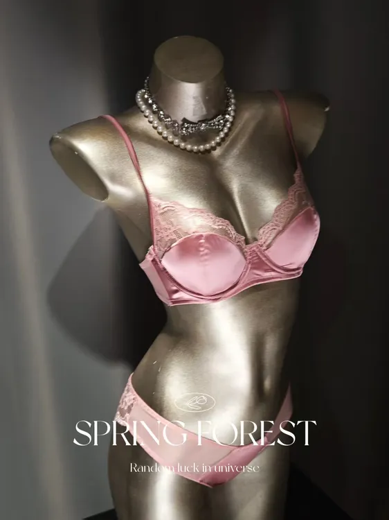 ABC杯性感内衣法式薄款丝缎拼接蕾丝内衣大胸显小防下垂文胸套装