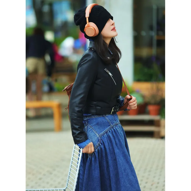 骑士皮衣 绵羊皮100% 修身设计感皮衣 王璇原创设计