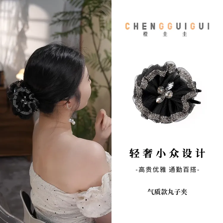 日常简约款丸子夹花朵氛围感百搭优雅发夹气质时尚感发卡发饰