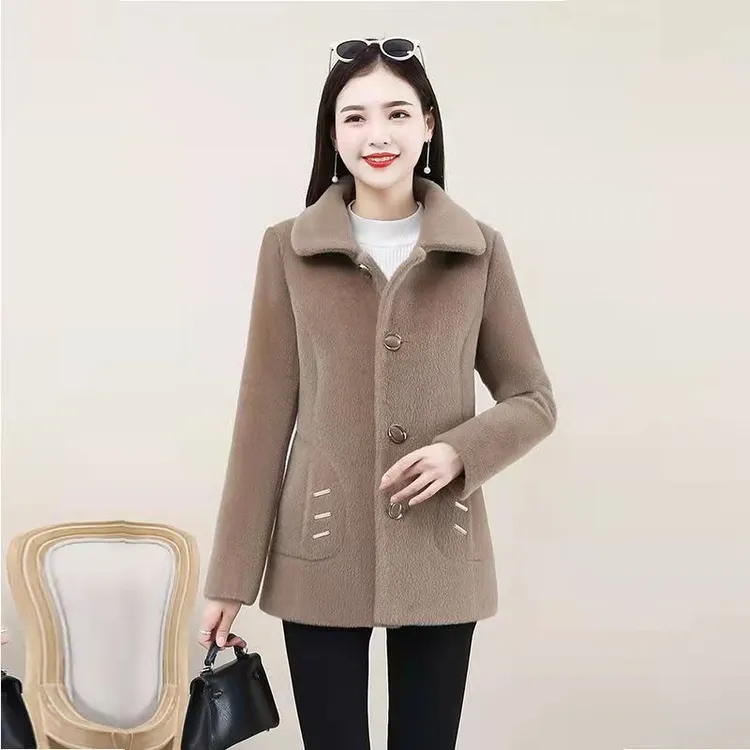 中老年妈妈冬装加厚羊羔毛双面绒气质高级感外套秋冬时尚冬季