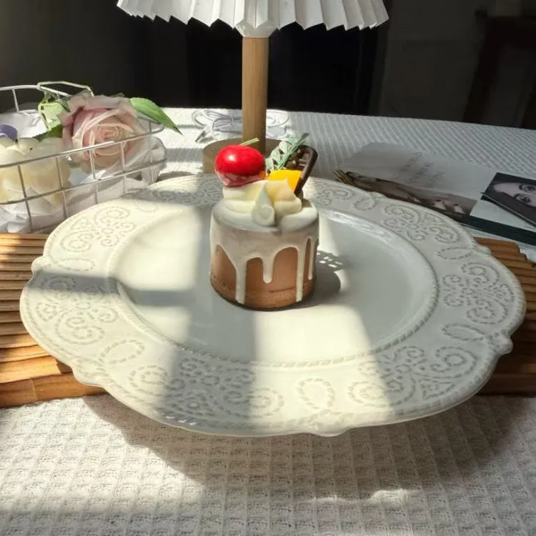 美式浮雕餐盘欧式宫廷复古盘子ins菜盘家用牛排意面法式餐盘微瑕