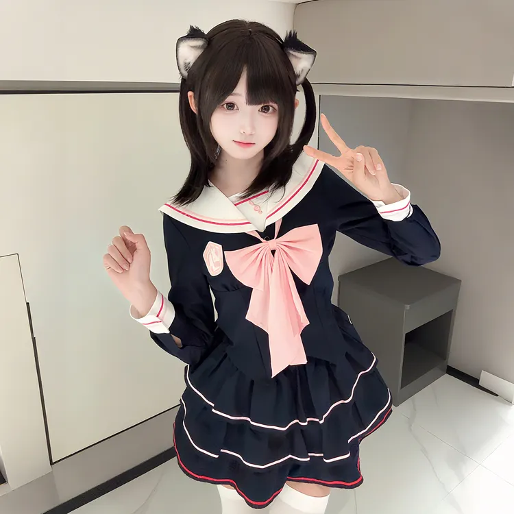 【樱田记】原创正版甜美学院风jk制服女高颜值收腰衬衫纯色短裙套装