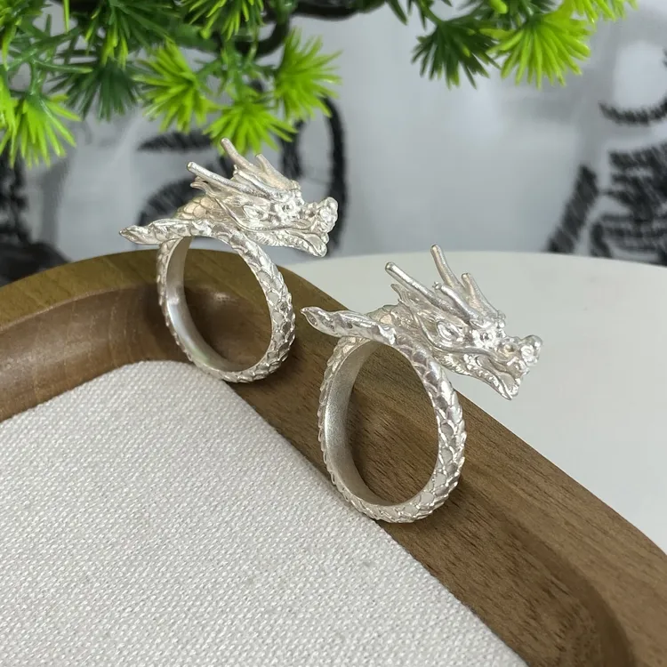 足银戒指 纯银貔貅男士戒指可定制刻字活口男复古纯手工素款原创