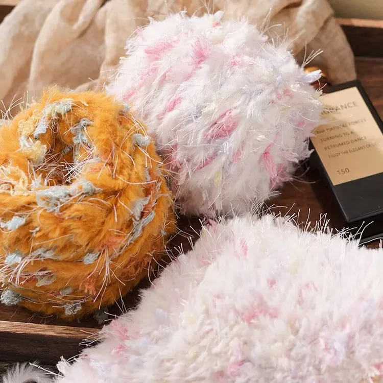 手混线皮草线超软不掉毛适合钩织围巾帽子包包的手工毛线