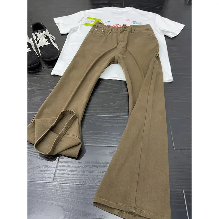 美拉德穿搭咖色牛仔裤男秋季vintage美式复古直筒裤百搭窄版裤子