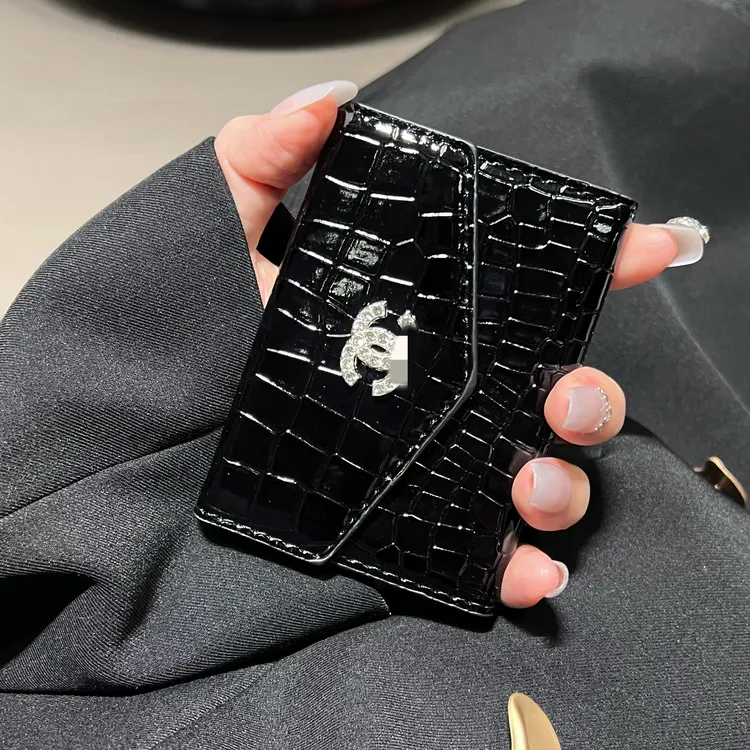 风琴片包新款立体闪钻小香风CC标老花卡包多个卡套零钱包证件收纳