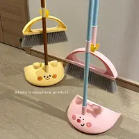 萌趣小猪扫把套装扫把两用旋转簸箕垃圾铲不粘头发垃圾铲宿舍扫帚