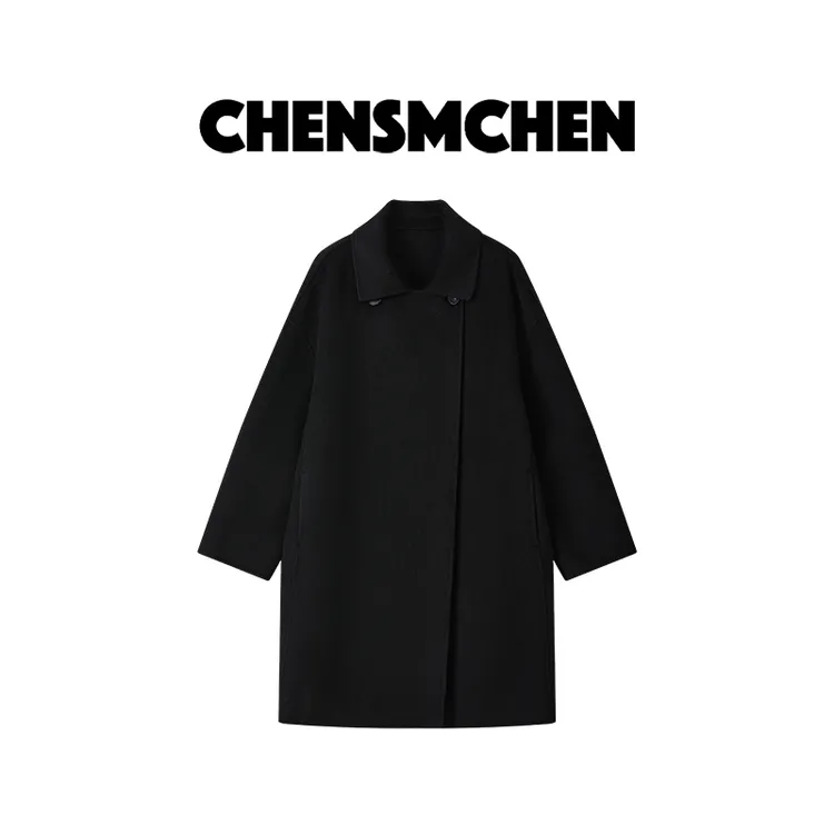 CHENSMCHEN 山羊绒毛呢大衣女简约时尚百搭宽松显瘦上衣CSD9612YW