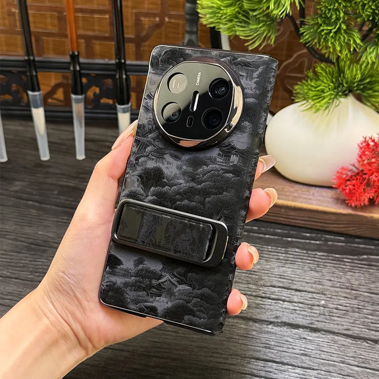 适用于华为折叠matex6保护套X5腕带旋转支架X3国风山河图翻盖皮套