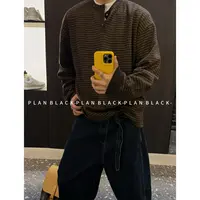 RICH陈发财【慵懒深秋.针织条纹】亨利领T恤！简单氛围男女卫衣8137