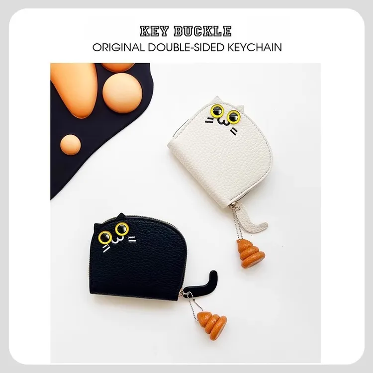 2025新款时尚简约女式小巧猫咪造型可爱多卡位风琴式零钱包收纳包