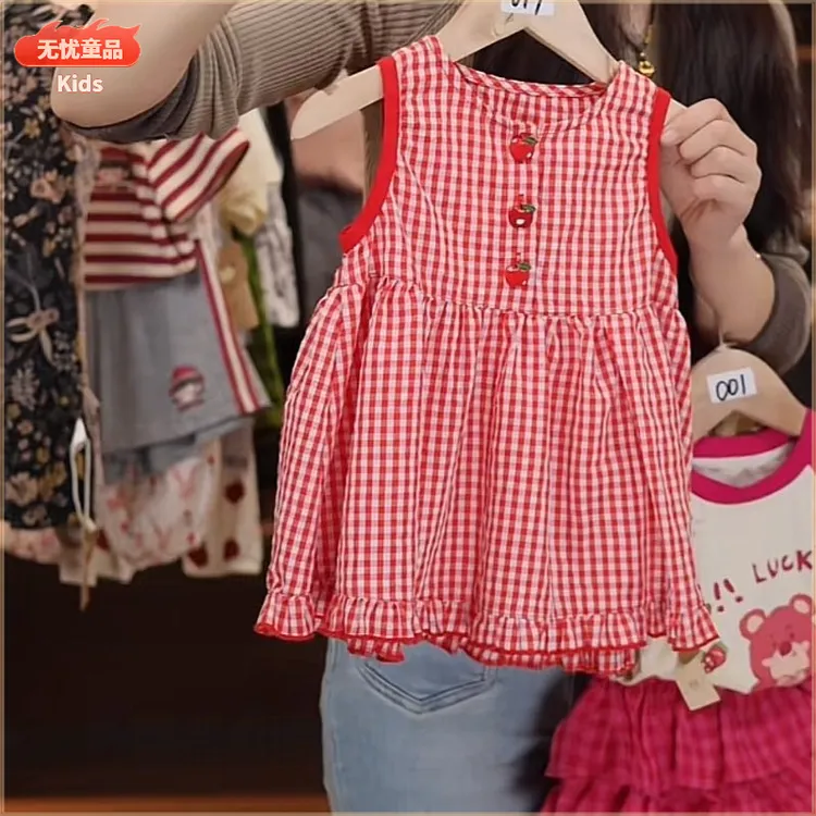 宝宝连衣裙2025童装新款夏季女童装纯棉格子洋气幼儿园过膝公主风