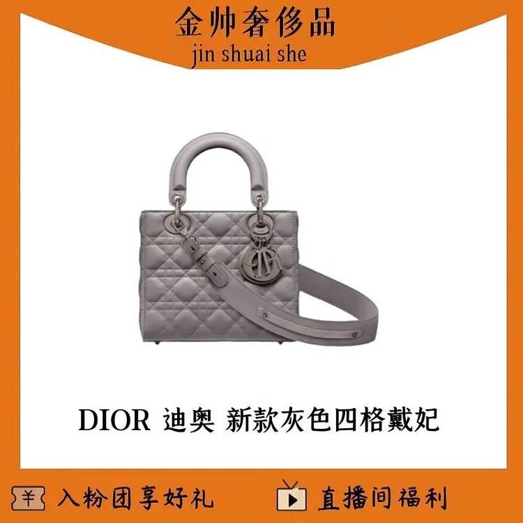 99新 DIOR/迪奥 灰银/四格戴妃/新款肩带/单肩包/B5462