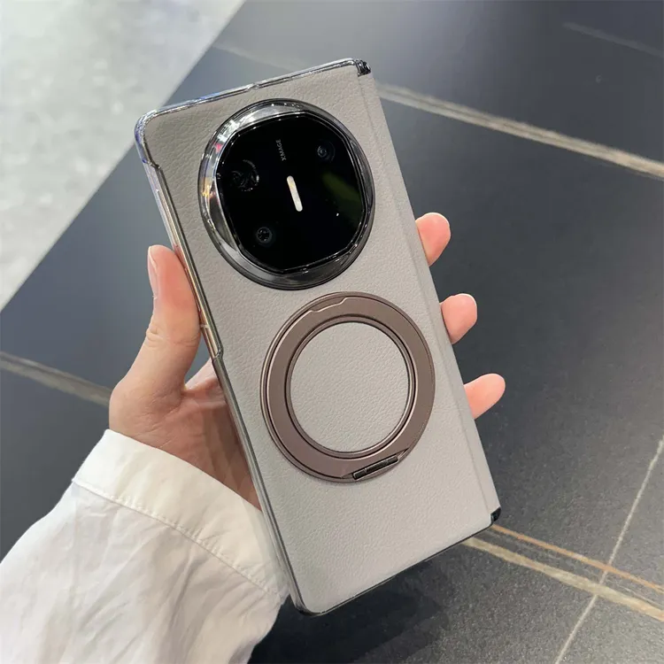 适用旋转支架华为mate x6手机壳mate X5皮纹中轴保护壳套Matex6典