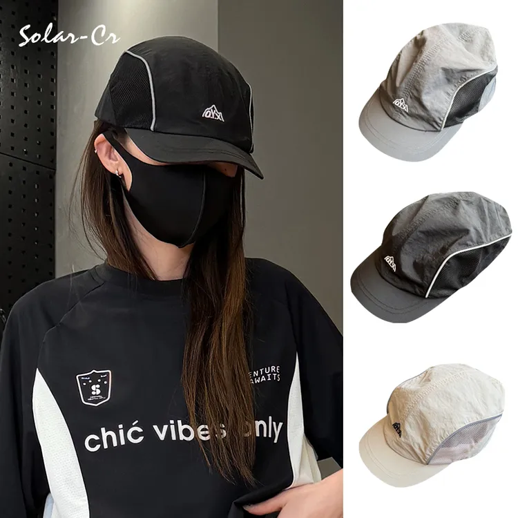 夏季户外网眼透气棒球帽短檐速干机能鸭舌帽男女登山运动遮阳帽