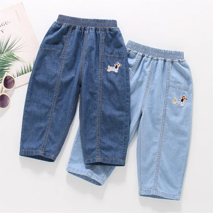 纯棉男童牛仔防蚊裤夏季薄款直筒宽松儿童牛仔裤中小童牛仔休闲裤