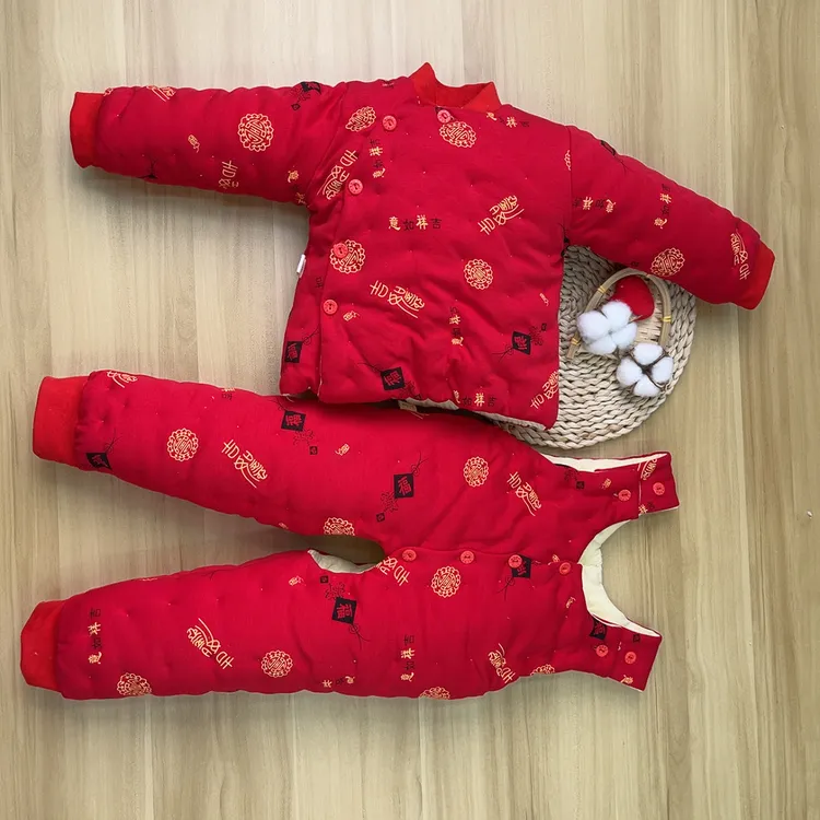 (DR)手工棉衣儿童棉花棉袄棉裤冬季厚款套装棉内胆婴儿卡通棉内胆