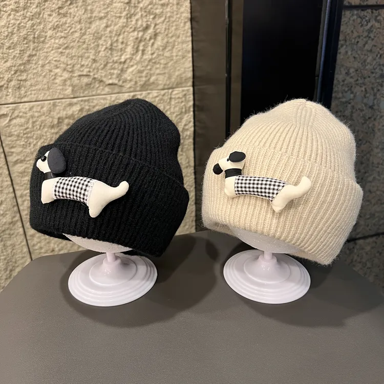 儿童帽子宝宝可爱小狗针织帽男童女童秋冬保暖出游防风加厚套头帽